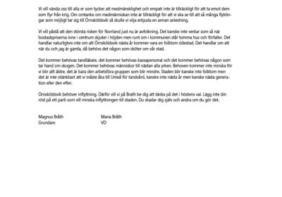Örnsköldsvik behöver fler människor