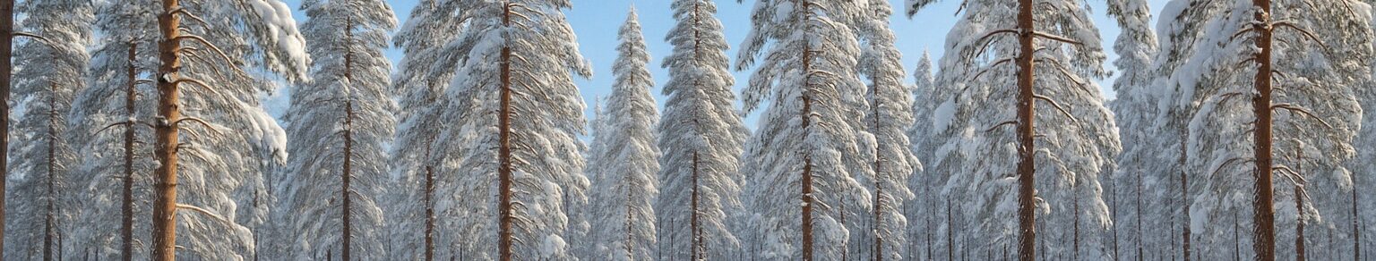 A snowy forest in the north of Sweden